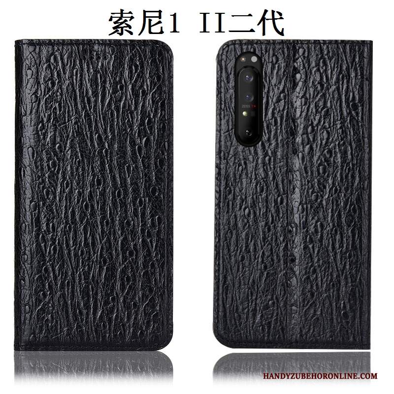 Custodia Sony Xperia 1 Ii Pelle Anti-cadutatelefono, Cover Sony Xperia 1 Ii Protezione Nero Uccello