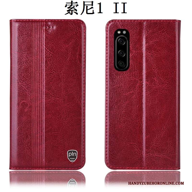 Custodia Sony Xperia 1 Ii Pelle Rossotelefono, Cover Sony Xperia 1 Ii Folio Anti-caduta