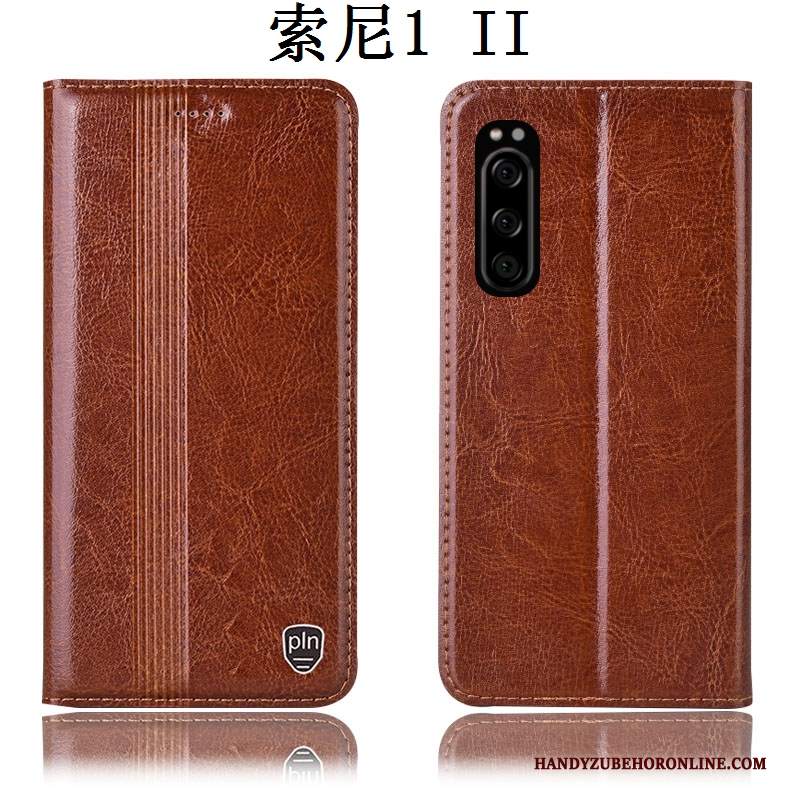 Custodia Sony Xperia 1 Ii Pelle Rossotelefono, Cover Sony Xperia 1 Ii Folio Anti-caduta