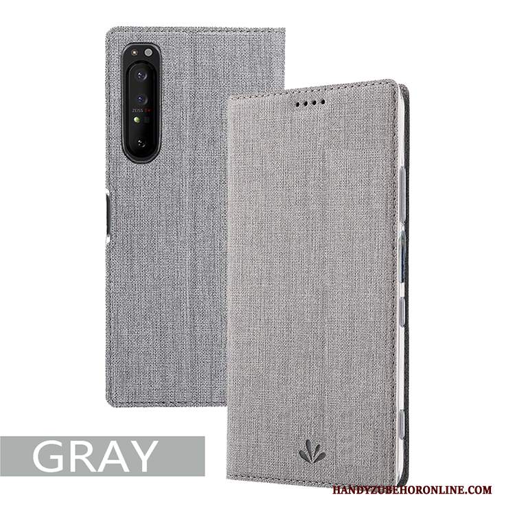 Custodia Sony Xperia 1 Ii Pelle Supportotelefono, Cover Sony Xperia 1 Ii Folio Nero Carta