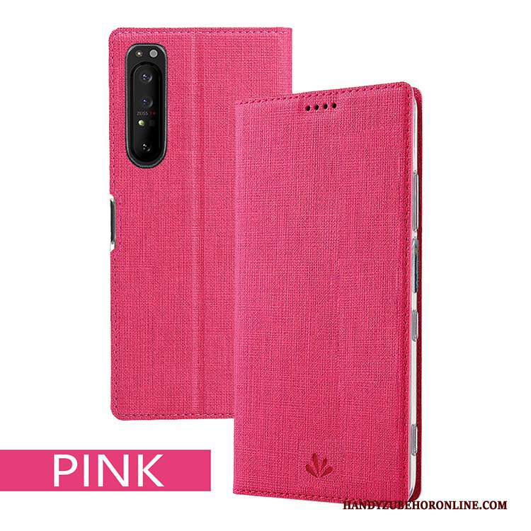 Custodia Sony Xperia 1 Ii Pelle Supportotelefono, Cover Sony Xperia 1 Ii Folio Nero Carta