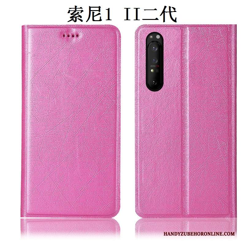 Custodia Sony Xperia 1 Ii Protezione Anti-caduta Rosso, Cover Sony Xperia 1 Ii Folio Tutto Incluso Seta