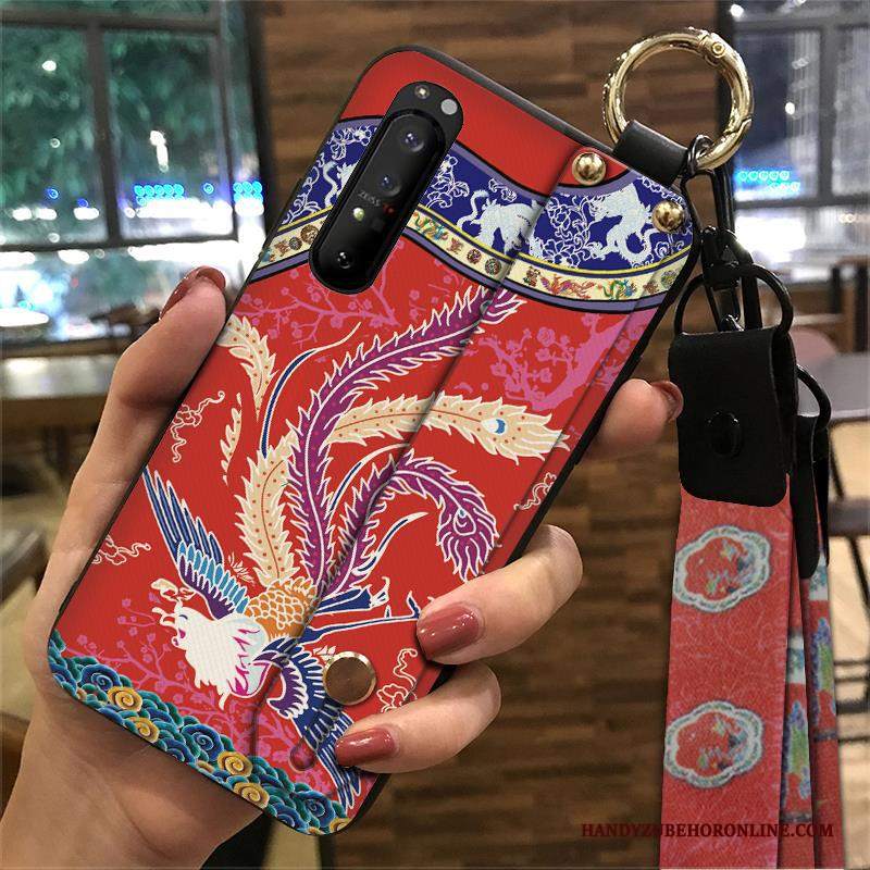 Custodia Sony Xperia 1 Ii Vintage Palazzo Rosso, Cover Sony Xperia 1 Ii Protezione Ornamenti Appesi Tendenza