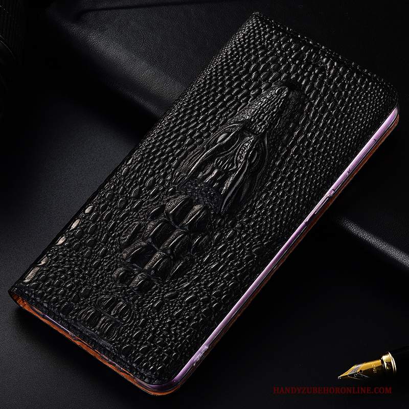 Custodia Sony Xperia 1 Protezione Nero Anti-caduta, Cover Sony Xperia 1 Pelle Tutto Incluso Modello Coccodrillo