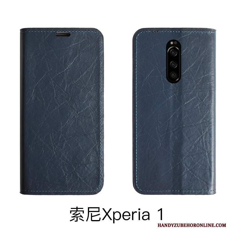 Custodia Sony Xperia 1 Protezione Rosso Semplici, Cover Sony Xperia 1 Folio Telefono Anti-caduta