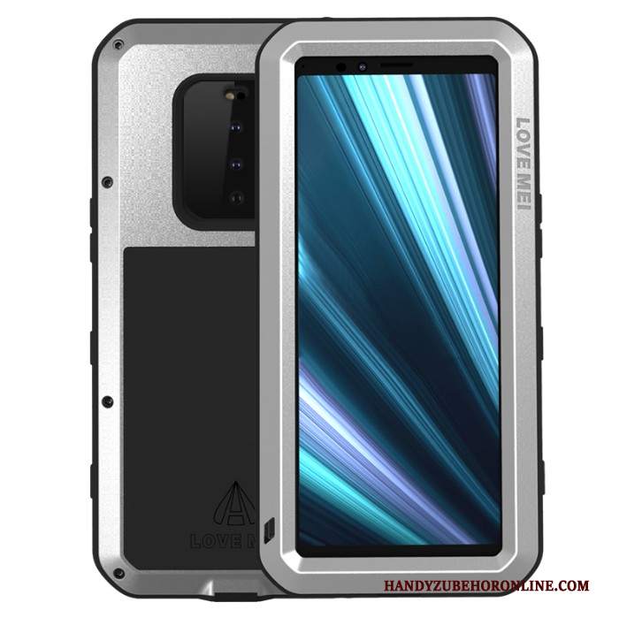 Custodia Sony Xperia 1 Silicone Tutto Incluso Metallo, Cover Sony Xperia 1 Protezione Giallotelefono