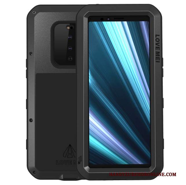 Custodia Sony Xperia 1 Silicone Tutto Incluso Metallo, Cover Sony Xperia 1 Protezione Giallotelefono