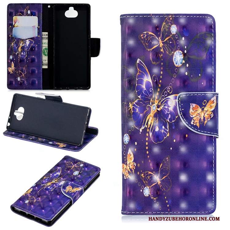 Custodia Sony Xperia 10 Folio Porporatelefono, Cover Sony Xperia 10 Pelle Anti-caduta