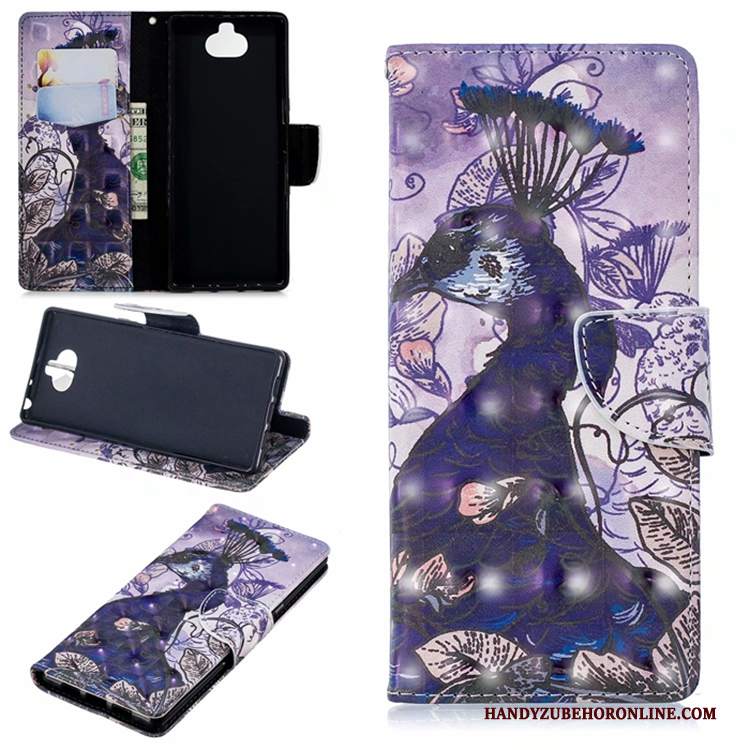 Custodia Sony Xperia 10 Folio Porporatelefono, Cover Sony Xperia 10 Pelle Anti-caduta