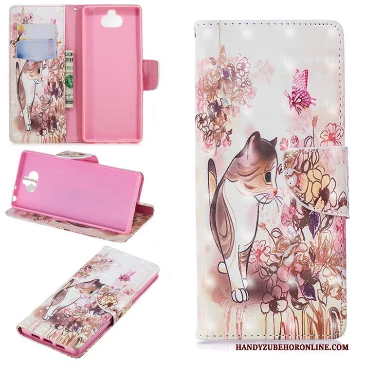 Custodia Sony Xperia 10 Folio Porporatelefono, Cover Sony Xperia 10 Pelle Anti-caduta