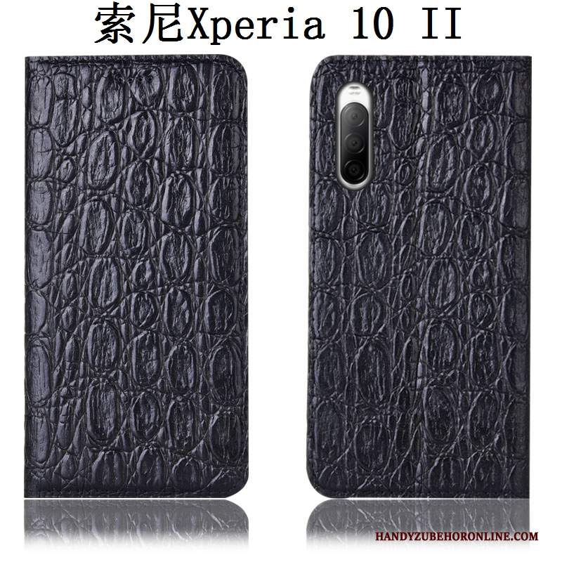 Custodia Sony Xperia 10 Ii Folio Nero Anti-caduta, Cover Sony Xperia 10 Ii Pelle Telefono