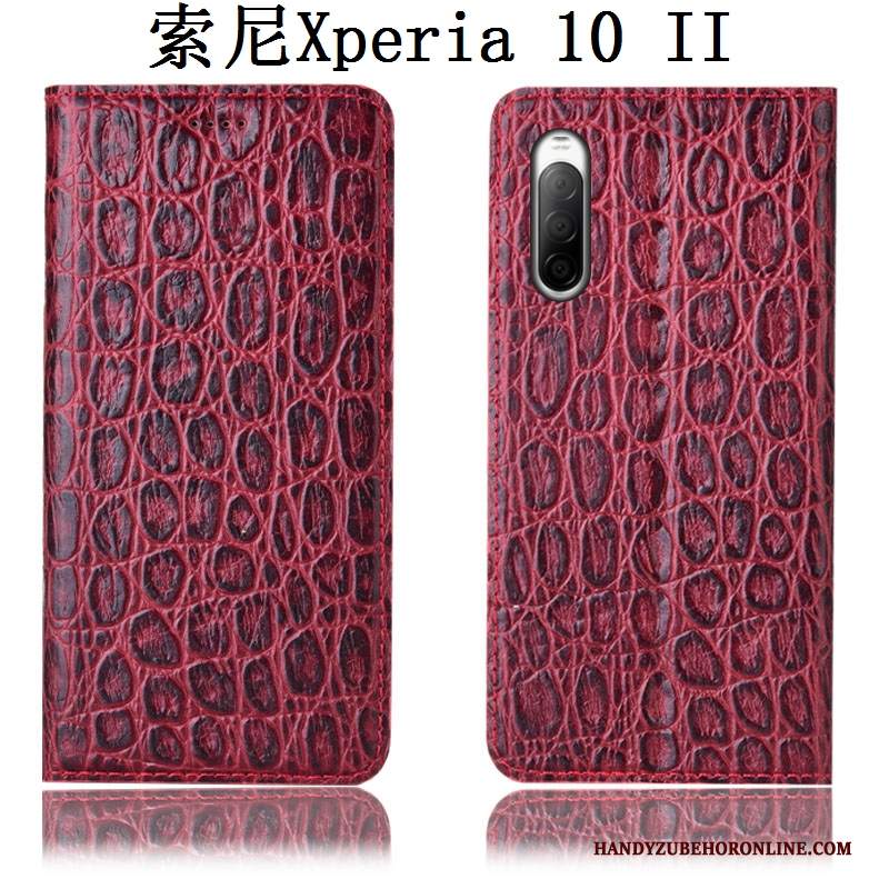 Custodia Sony Xperia 10 Ii Folio Nero Anti-caduta, Cover Sony Xperia 10 Ii Pelle Telefono