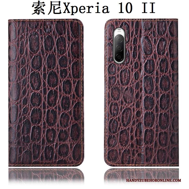 Custodia Sony Xperia 10 Ii Folio Nero Anti-caduta, Cover Sony Xperia 10 Ii Pelle Telefono