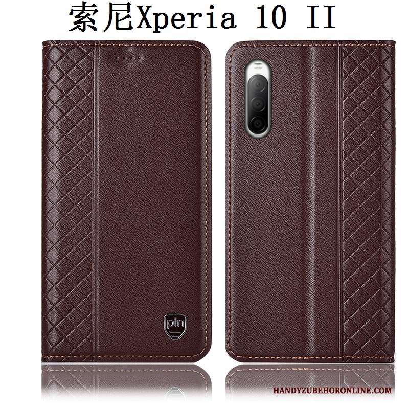 Custodia Sony Xperia 10 Ii Folio Telefono Rosso, Cover Sony Xperia 10 Ii Pelle Anti-caduta