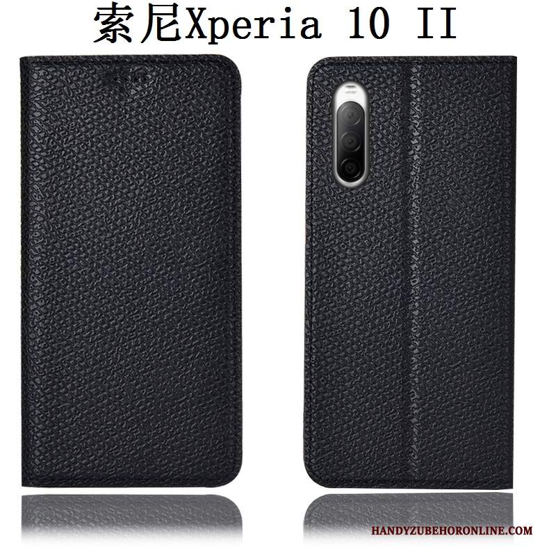 Custodia Sony Xperia 10 Ii Pelle Anti-caduta Nero, Cover Sony Xperia 10 Ii Protezione Magliatelefono