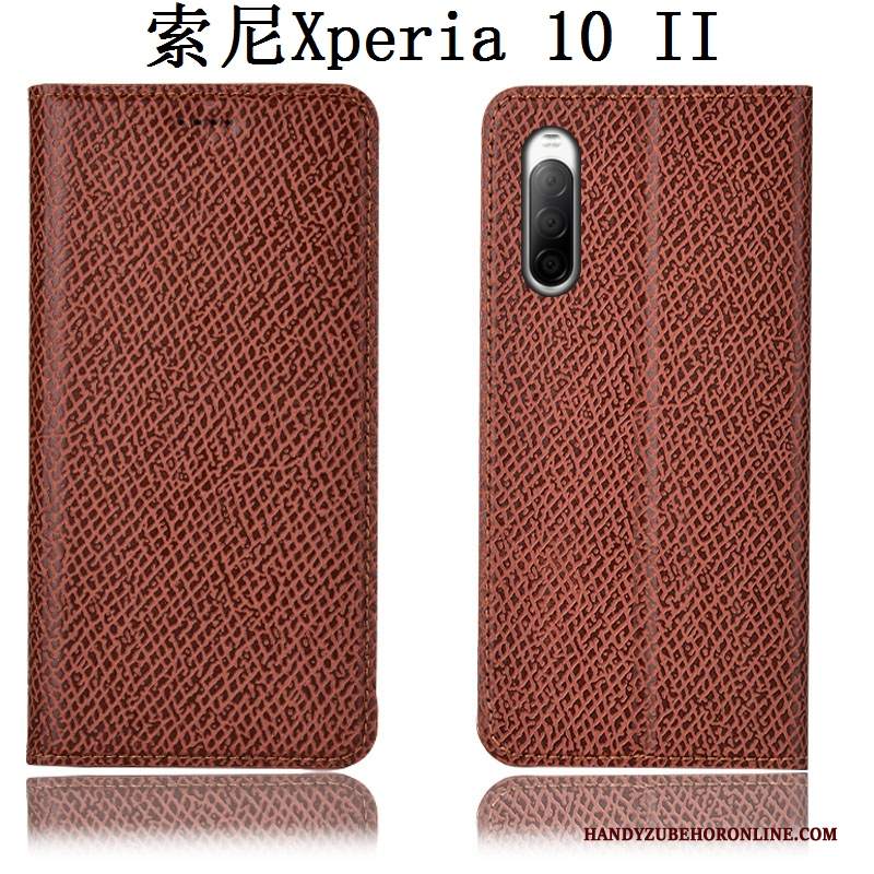 Custodia Sony Xperia 10 Ii Pelle Anti-caduta Nero, Cover Sony Xperia 10 Ii Protezione Magliatelefono