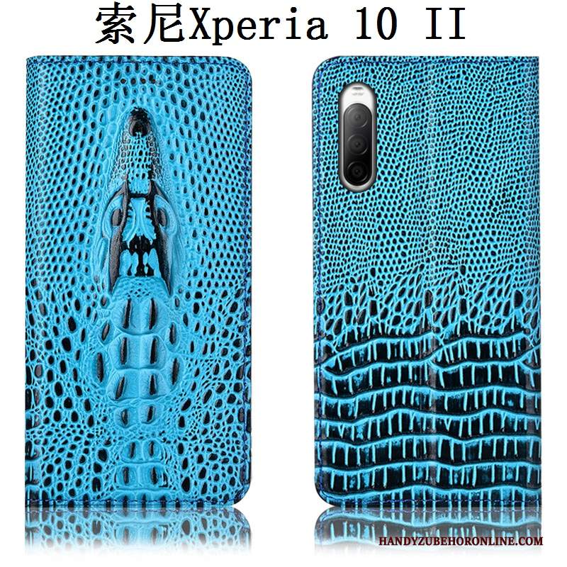 Custodia Sony Xperia 10 Ii Pelle Modello Coccodrillotelefono, Cover Sony Xperia 10 Ii Protezione Nero Anti-caduta