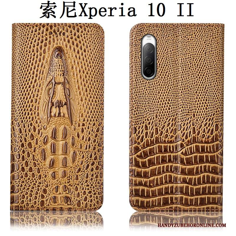 Custodia Sony Xperia 10 Ii Pelle Modello Coccodrillotelefono, Cover Sony Xperia 10 Ii Protezione Nero Anti-caduta