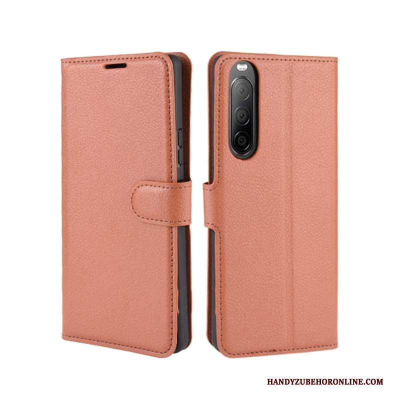 Custodia Sony Xperia 10 Ii Pelle Telefono Rosso, Cover Sony Xperia 10 Ii Protezione Carta Anti-caduta