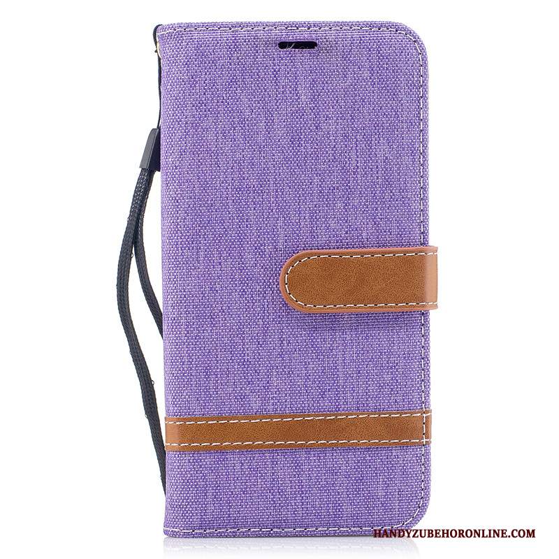 Custodia Sony Xperia 10 Pelle Porpora Tendenza, Cover Sony Xperia 10 Portafoglio Denim Tutto Incluso