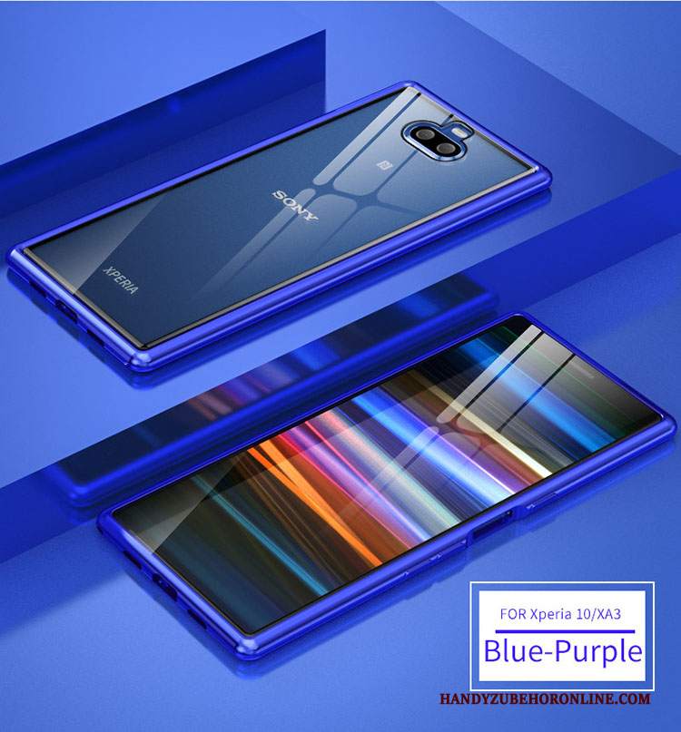 Custodia Sony Xperia 10 Seta Vetro, Cover Sony Xperia 10 Metallo Bicolore