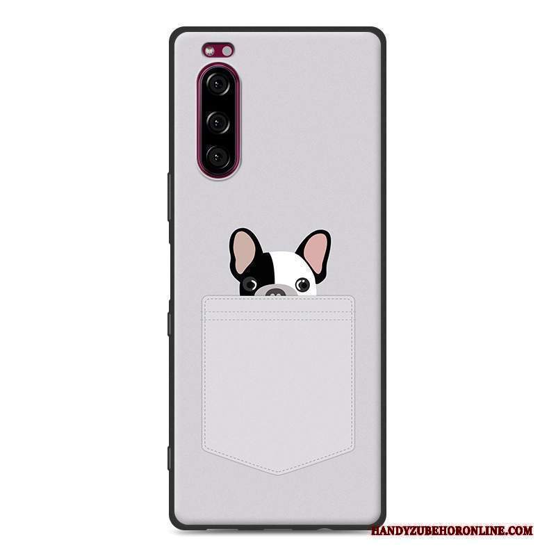 Custodia Sony Xperia 5 Cartone Animato Morbidotelefono, Cover Sony Xperia 5 Grigio Tutto Incluso