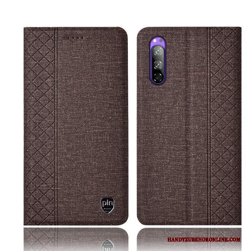 Custodia Sony Xperia 5 Pelle Anti-caduta Tutto Incluso, Cover Sony Xperia 5 Protezione Telefono A Quadri