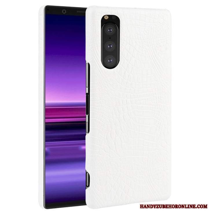 Custodia Sony Xperia 5 Pelle Modello Coccodrillo Qualità, Cover Sony Xperia 5 Protezione Borse Difficile