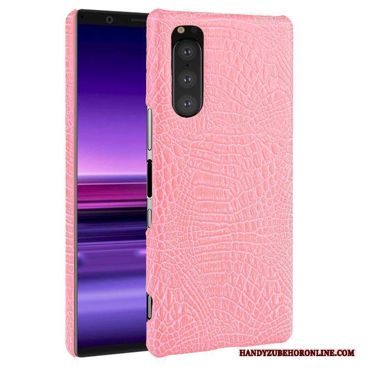 Custodia Sony Xperia 5 Pelle Modello Coccodrillo Qualità, Cover Sony Xperia 5 Protezione Borse Difficile