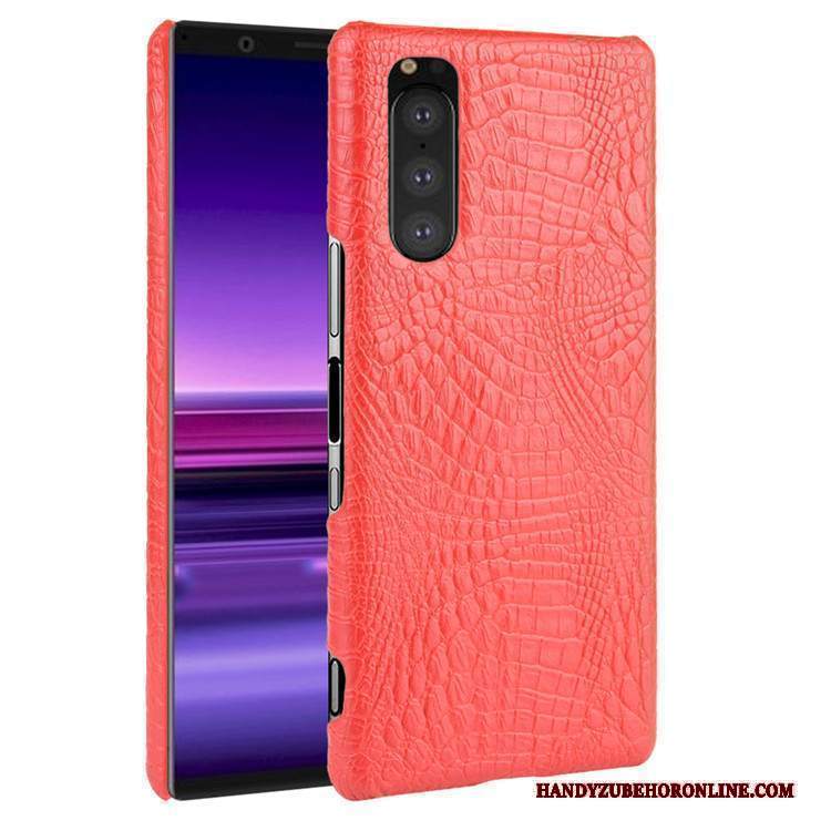 Custodia Sony Xperia 5 Pelle Modello Coccodrillo Qualità, Cover Sony Xperia 5 Protezione Borse Difficile