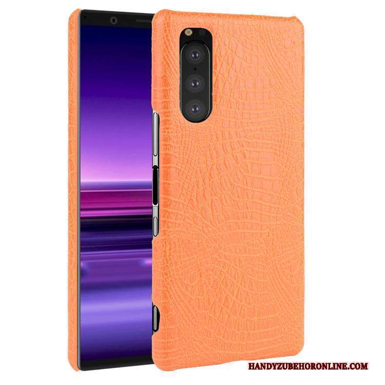 Custodia Sony Xperia 5 Pelle Modello Coccodrillo Qualità, Cover Sony Xperia 5 Protezione Borse Difficile