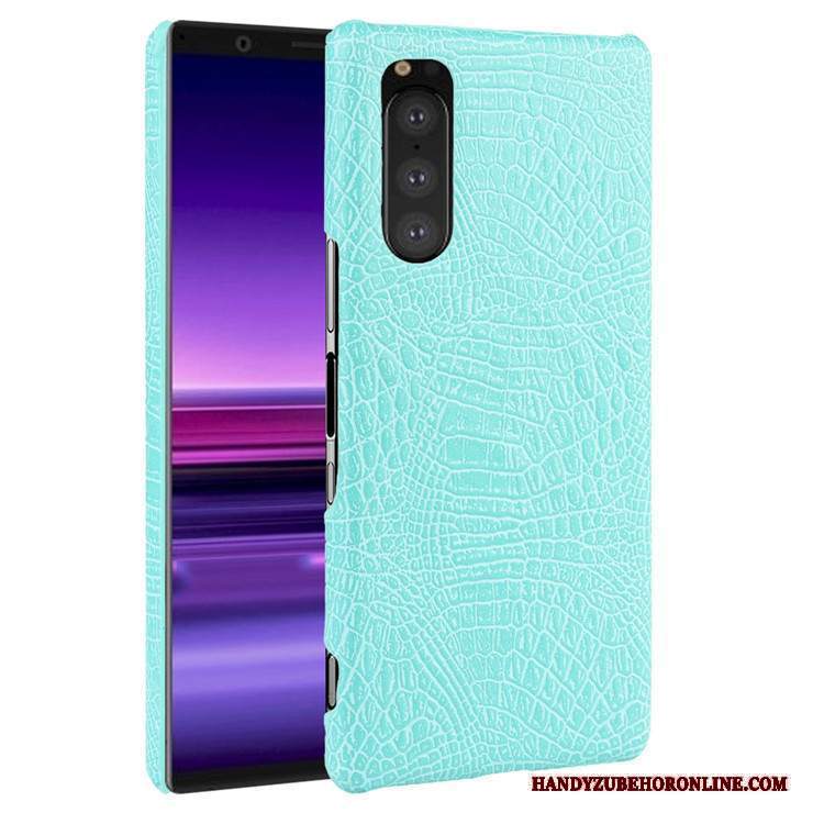 Custodia Sony Xperia 5 Pelle Modello Coccodrillo Qualità, Cover Sony Xperia 5 Protezione Borse Difficile