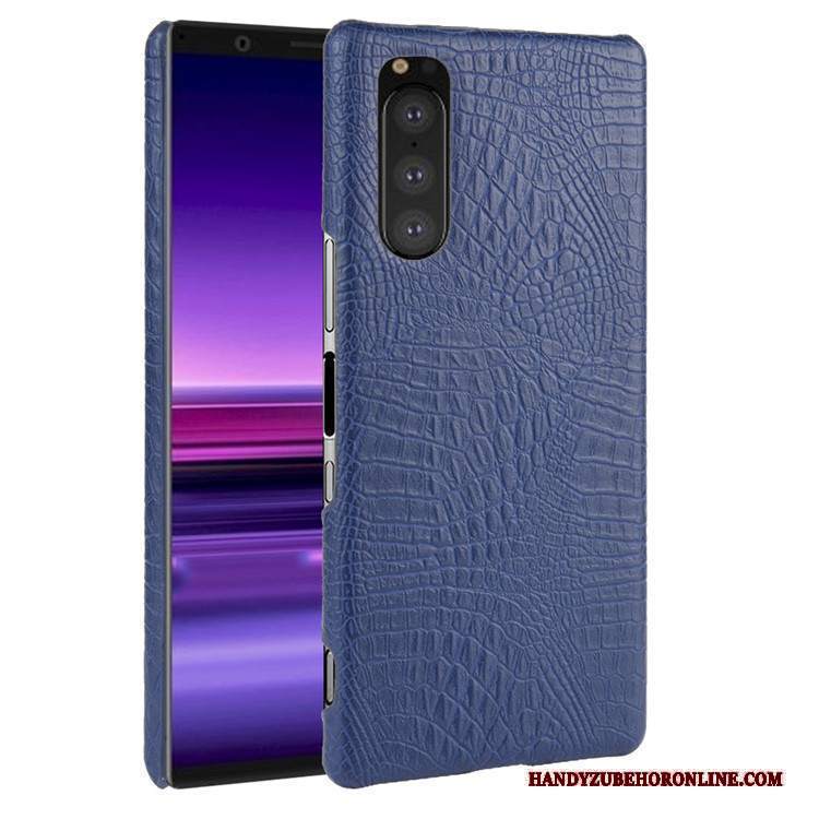 Custodia Sony Xperia 5 Pelle Modello Coccodrillo Qualità, Cover Sony Xperia 5 Protezione Borse Difficile