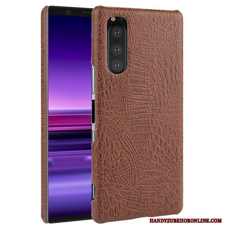 Custodia Sony Xperia 5 Pelle Modello Coccodrillo Qualità, Cover Sony Xperia 5 Protezione Borse Difficile