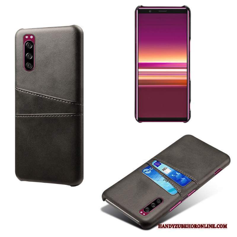 Custodia Sony Xperia 5 Pelle Rosa Affari, Cover Sony Xperia 5 Protezione Telefono Carta