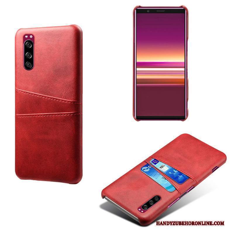 Custodia Sony Xperia 5 Pelle Rosa Affari, Cover Sony Xperia 5 Protezione Telefono Carta