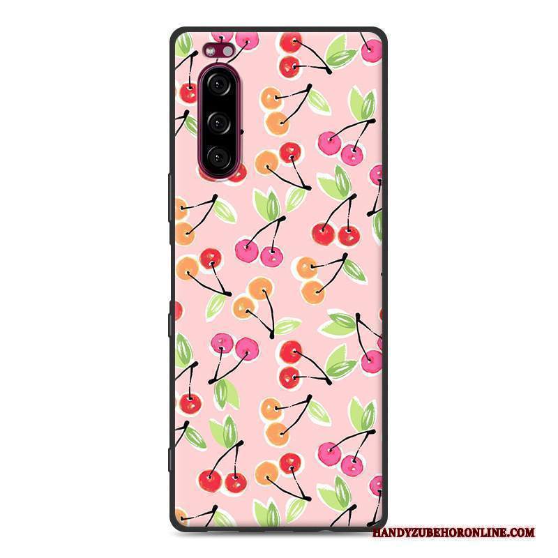 Custodia Sony Xperia 5 Protezione Nero Macchiati, Cover Sony Xperia 5 Morbido Rosa