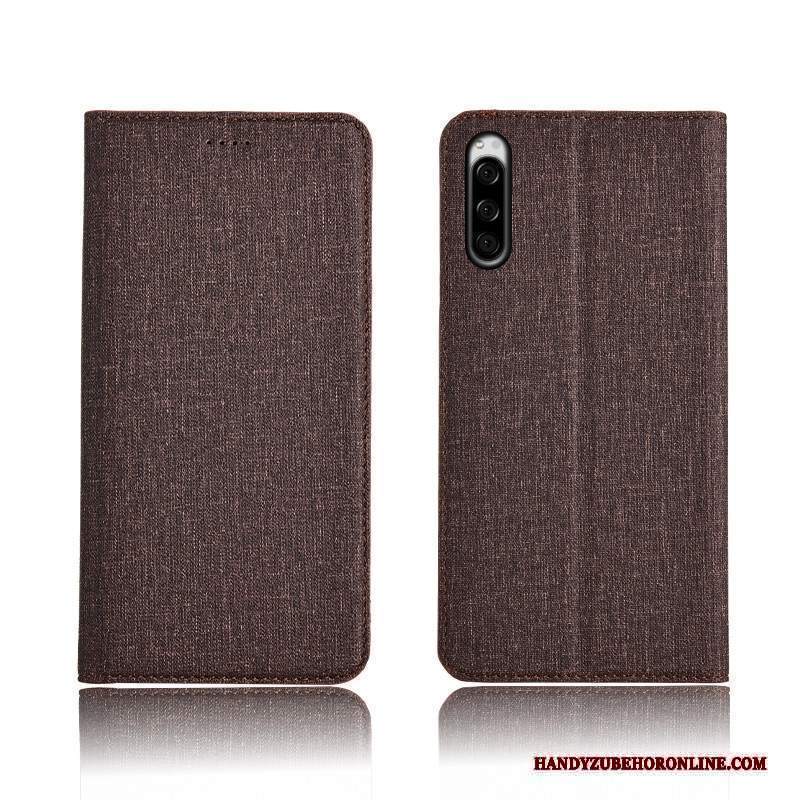 Custodia Sony Xperia 5 Protezione Tutto Incluso Cotone E Lino, Cover Sony Xperia 5 Pelle Anti-caduta Morbido