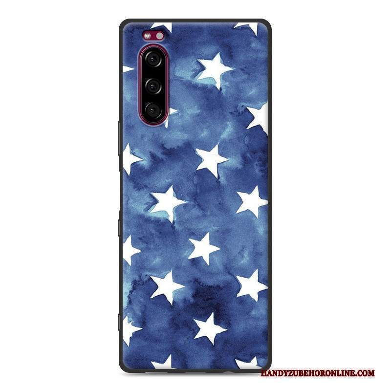 Custodia Sony Xperia 5 Silicone Blu Semplici, Cover Sony Xperia 5 Creativo Telefono