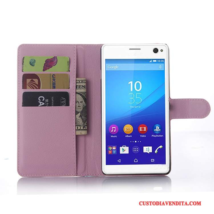 Custodia Sony Xperia C4 Pelle Grigiotelefono, Cover Sony Xperia C4 Portafoglio