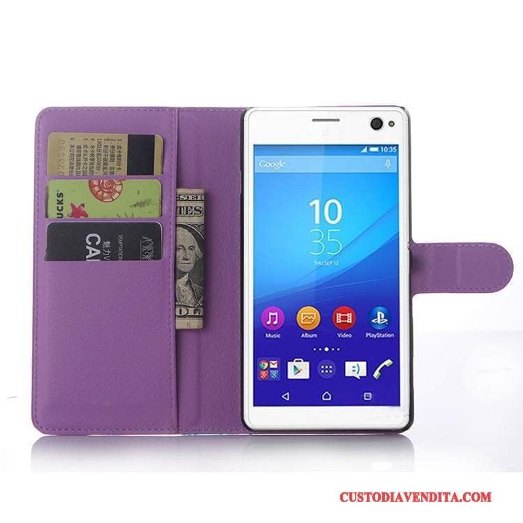 Custodia Sony Xperia C4 Pelle Grigiotelefono, Cover Sony Xperia C4 Portafoglio