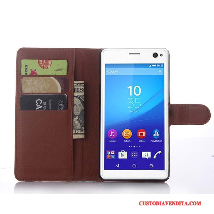 Custodia Sony Xperia C4 Pelle Grigiotelefono, Cover Sony Xperia C4 Portafoglio