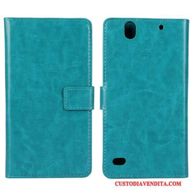 Custodia Sony Xperia C4 Pelle Nero Blu, Cover Sony Xperia C4 Protezione Telefono