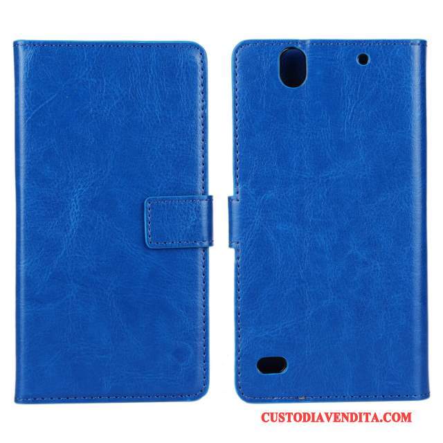 Custodia Sony Xperia C4 Pelle Nero Blu, Cover Sony Xperia C4 Protezione Telefono