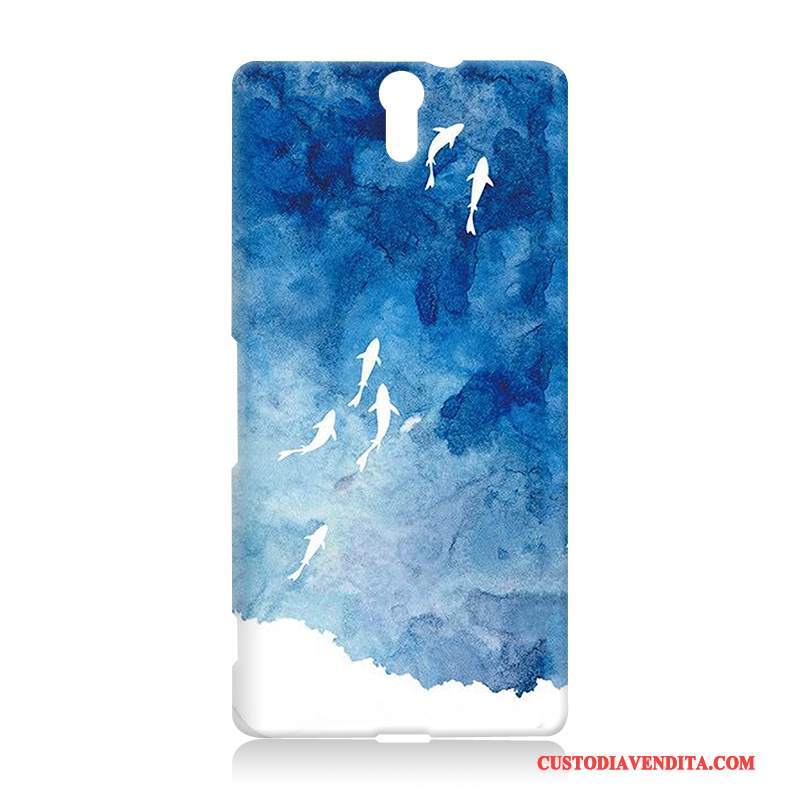 Custodia Sony Xperia C5 Ultra Dual Cartone Animato Anti-cadutatelefono, Cover Sony Xperia C5 Ultra Dual Goffratura Difficile Blu