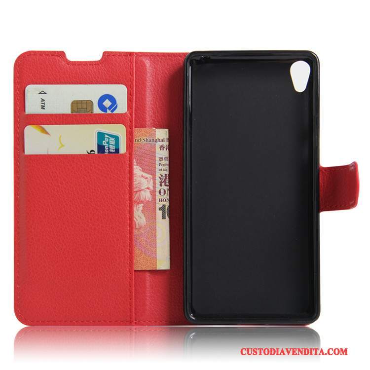 Custodia Sony Xperia E5 Pelle Rosso Tutto Incluso, Cover Sony Xperia E5 Protezione Telefono Anti-caduta