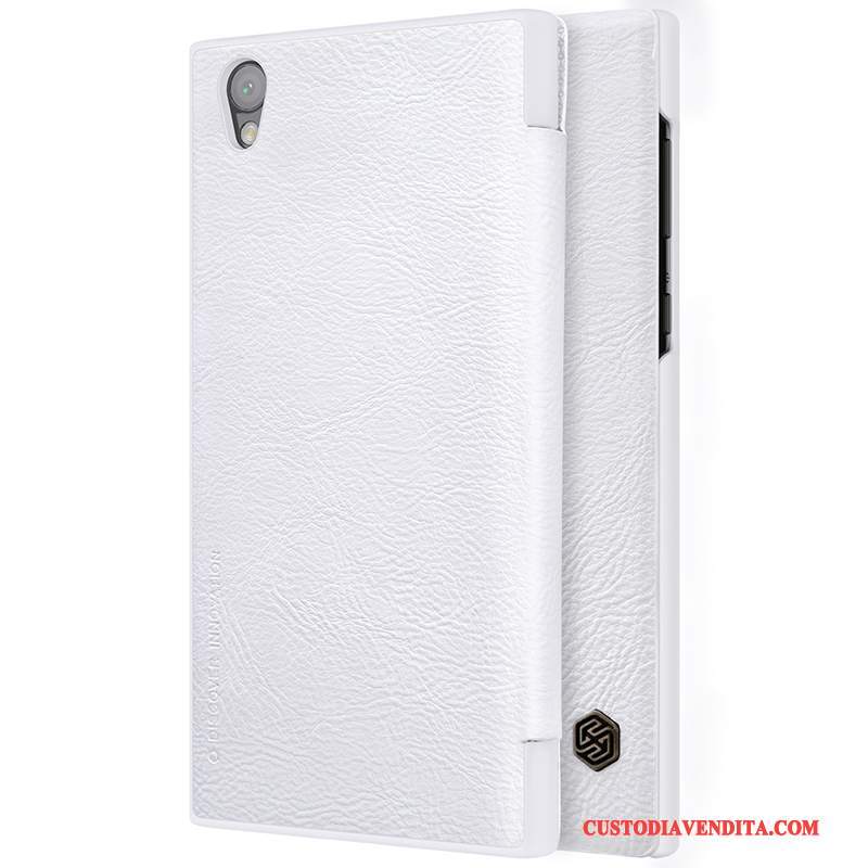 Custodia Sony Xperia L1 Folio Orotelefono, Cover Sony Xperia L1 Pelle