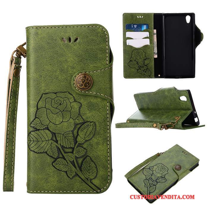 Custodia Sony Xperia L1 Pelle Blu Ornamenti Appesi, Cover Sony Xperia L1 Folio Anti-caduta