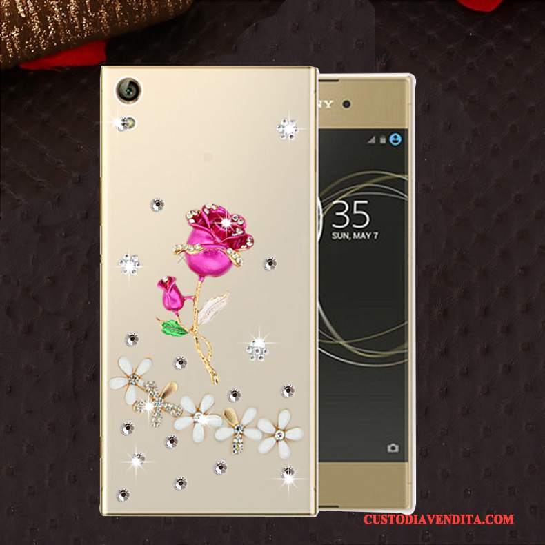 Custodia Sony Xperia L1 Protezione Anti-caduta Morbido, Cover Sony Xperia L1 Strass Rosatelefono