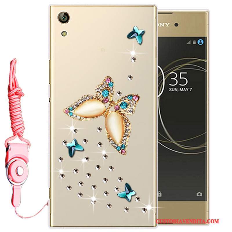 Custodia Sony Xperia L1 Silicone Morbidotelefono, Cover Sony Xperia L1 Strass Oro